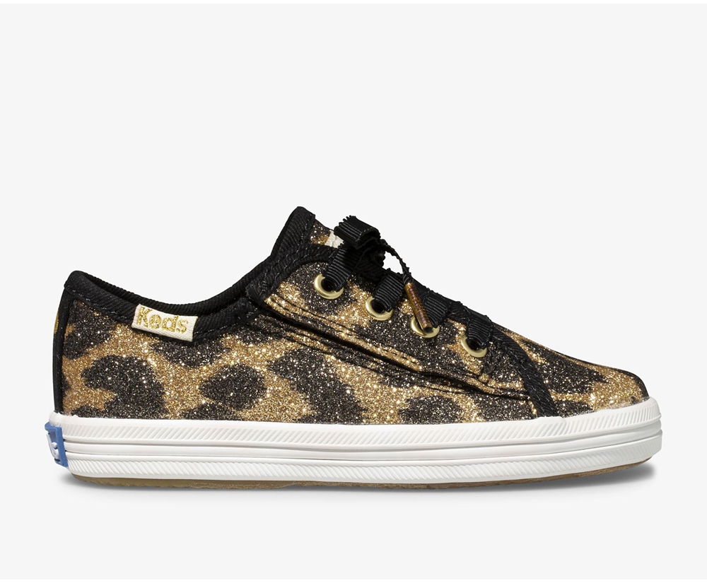 Πανινα Παπουτσια Παιδικα - Keds Kate Spade New York Kickstart Jr. Glitter Leopard - Λεοπαρ - YIAOX74